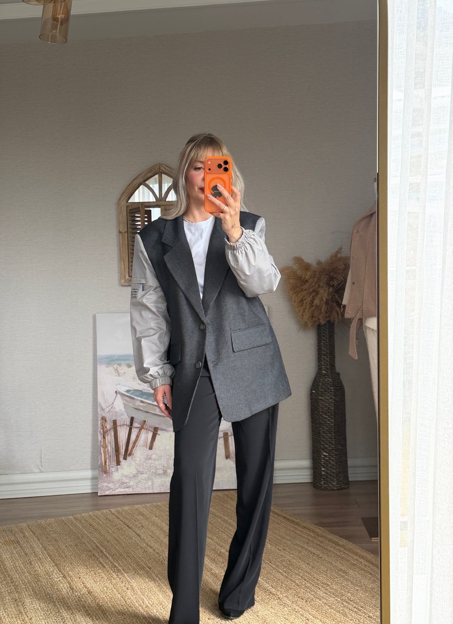 GRİ OVERSİZE TASARIM CEKET