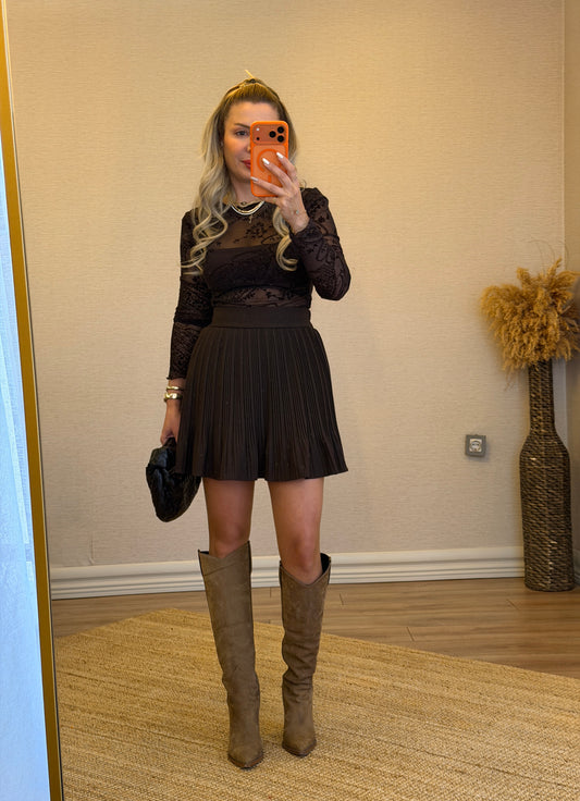 KAHVERENGİ TRANSPARAN BLUZ