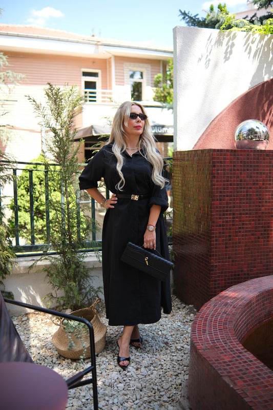 SİYAH STANDART KALIP ELBİSE