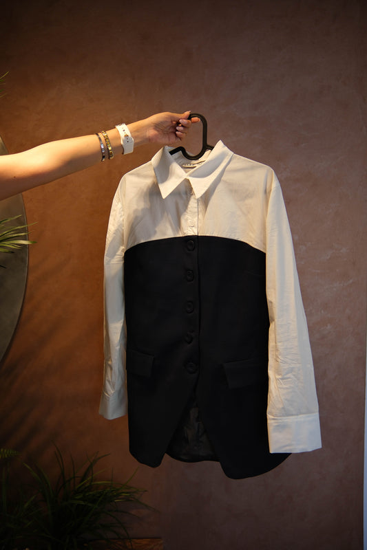 BEYAZ&LACİVERT ŞIK GÖMLEK