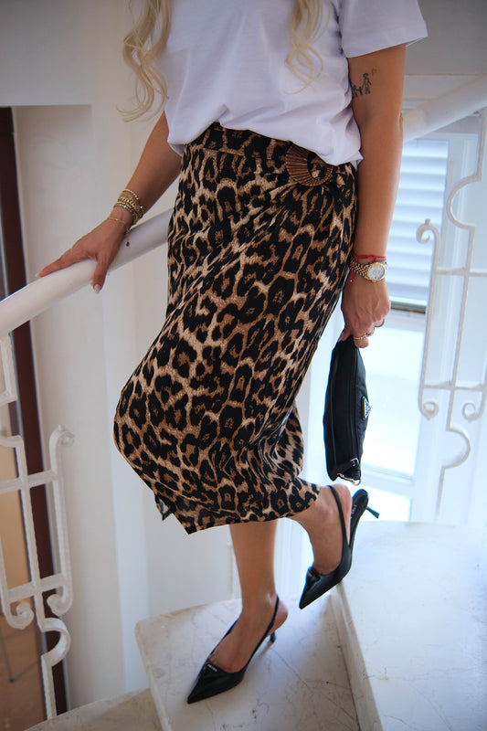 LEOPAR AHŞAP TOKA DETAYLI ETEK