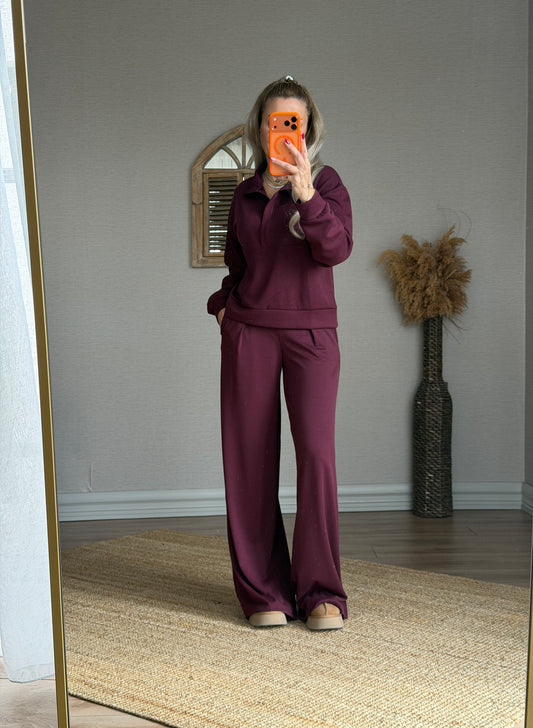 MODAL KUMAŞ BORDO EŞOFMAN TAKIMI