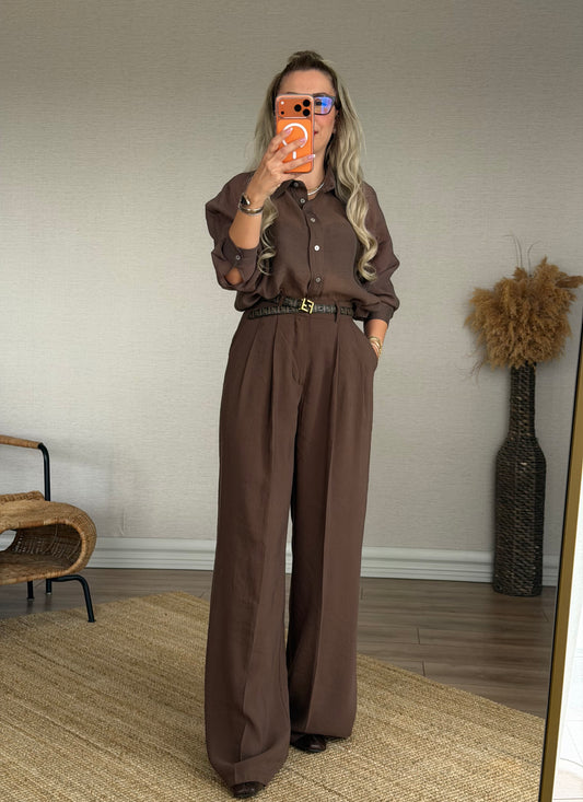 İPEKSİ KAHVERENGİ GÖMLEK