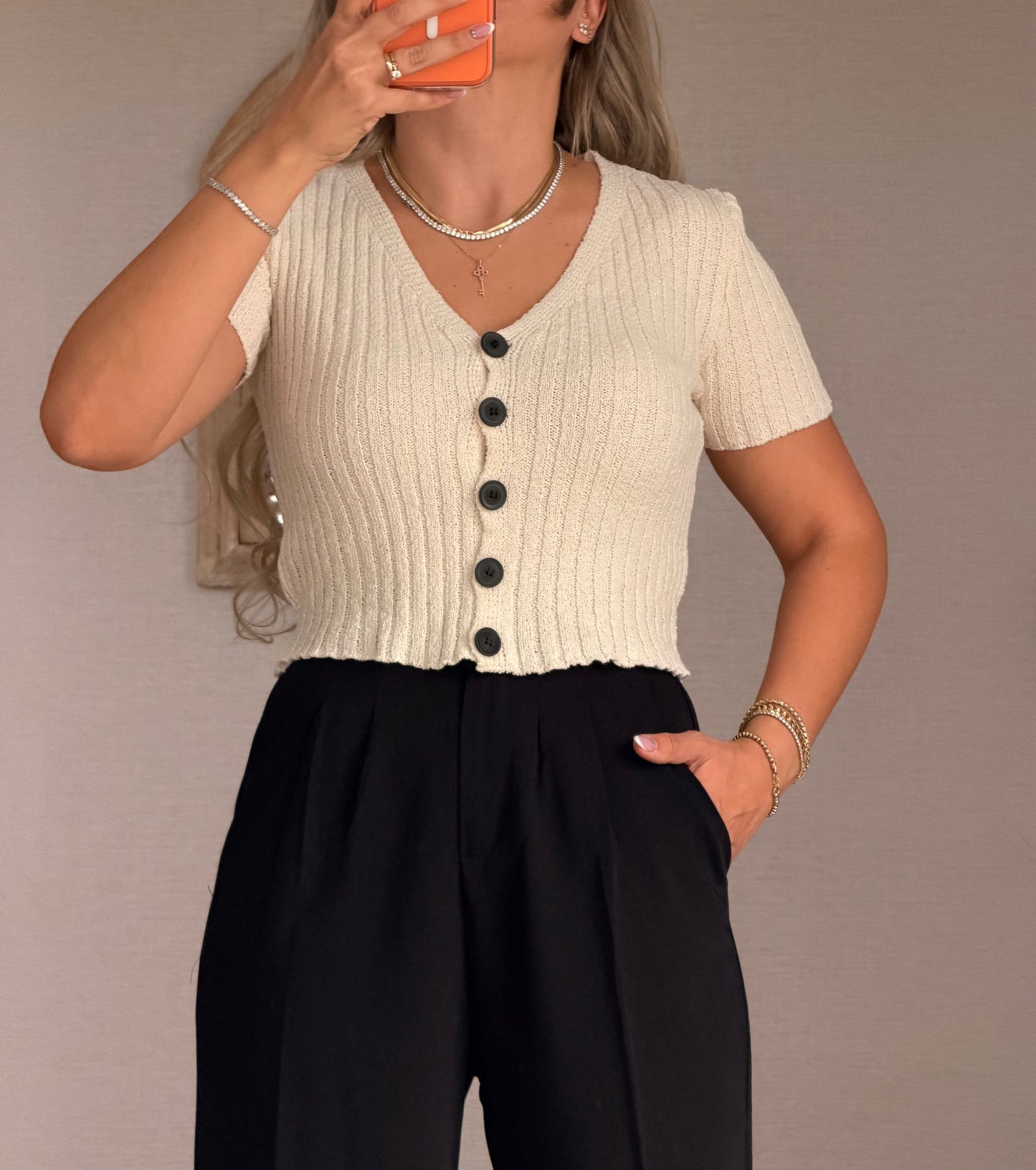 EKRU KISA KOL TRİKO