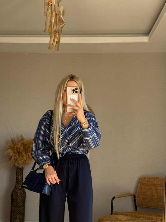 LACİVERT CROP GÖMLEK