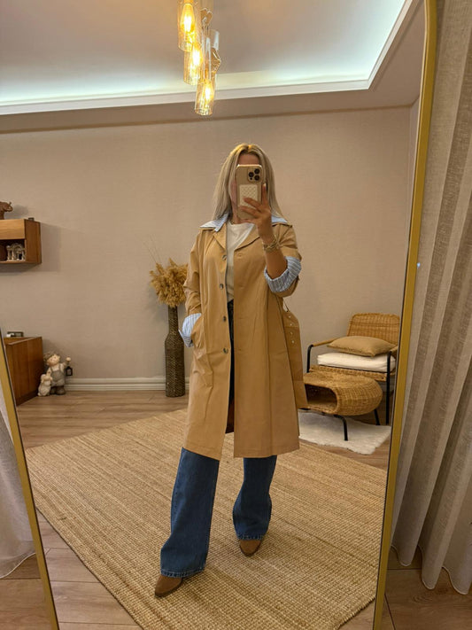 GÖMLEK YAKA DETAYLI TRENÇKOT