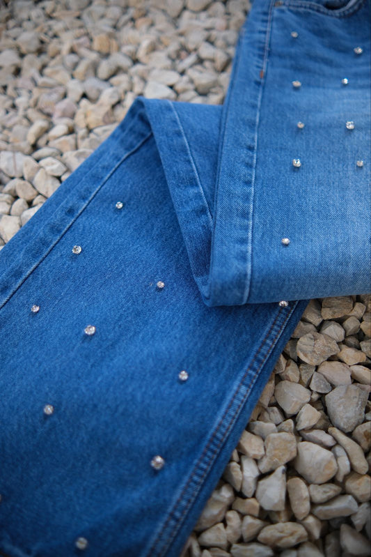 MAVİ TAŞ DETAYLI PALAZZO JEAN