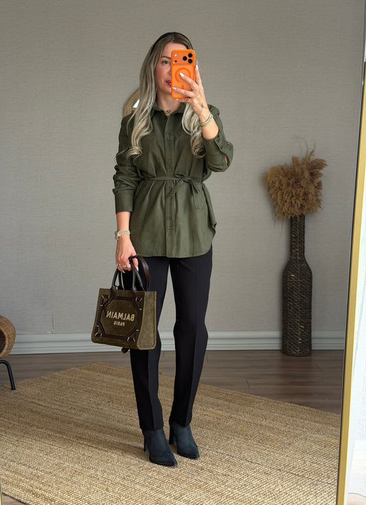 DİLVİN YEŞİL SÜET GÖMLEK