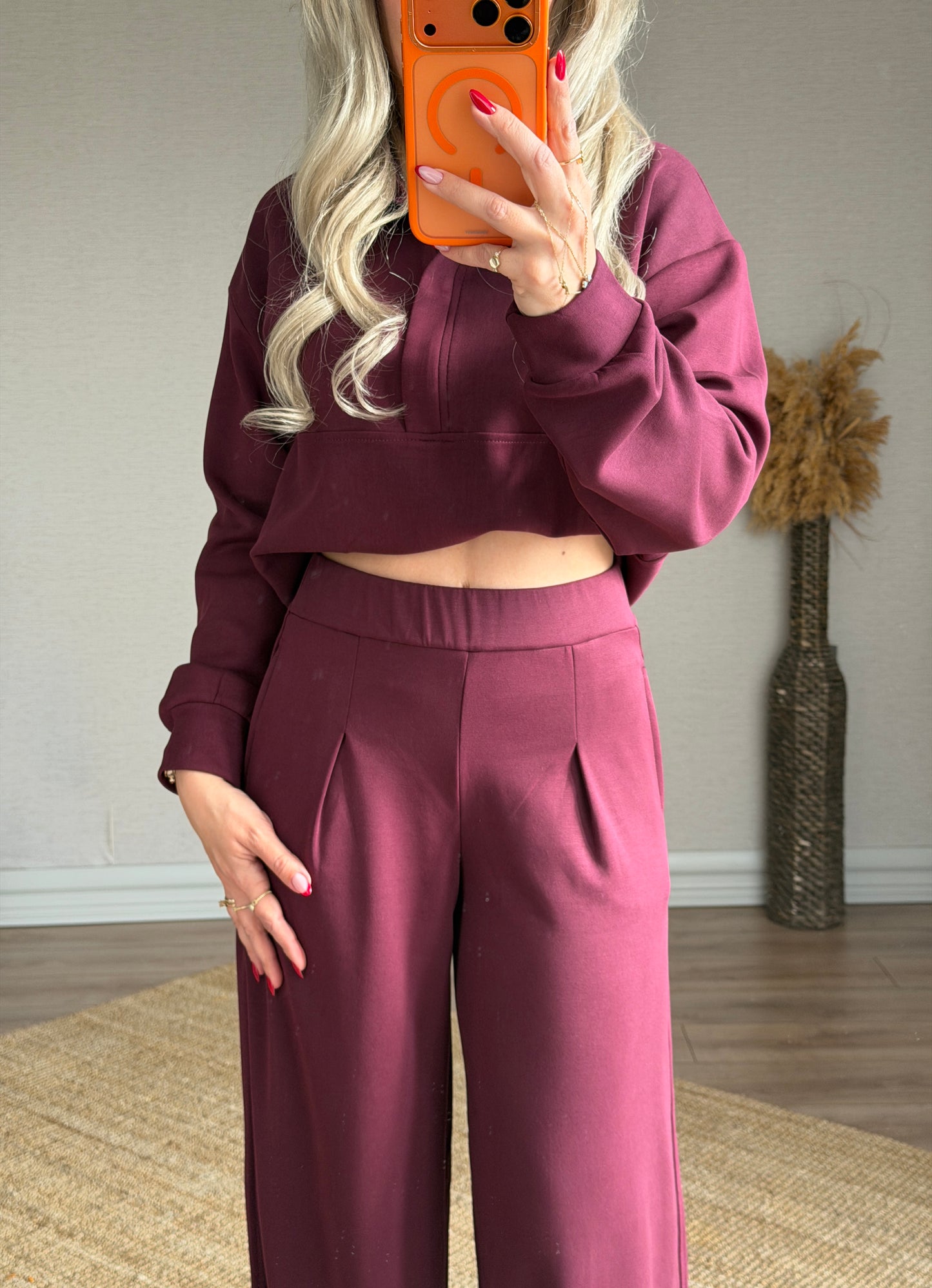 MODAL KUMAŞ BORDO EŞOFMAN TAKIMI