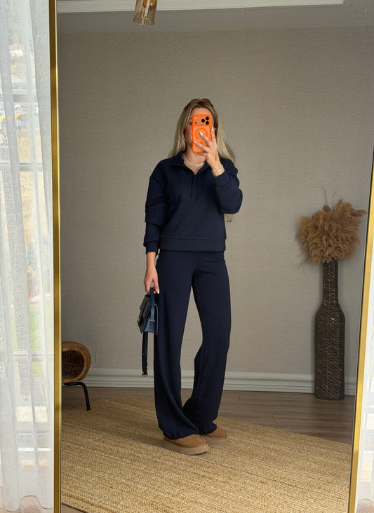 LACİVERT MODAL KUMAŞ EŞOFMAN TAKIM