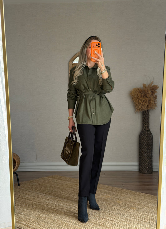 DİLVİN YEŞİL SÜET GÖMLEK