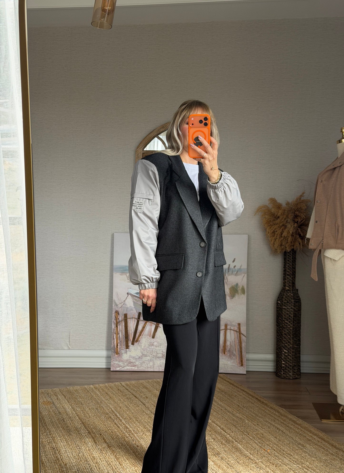 GRİ OVERSİZE TASARIM CEKET