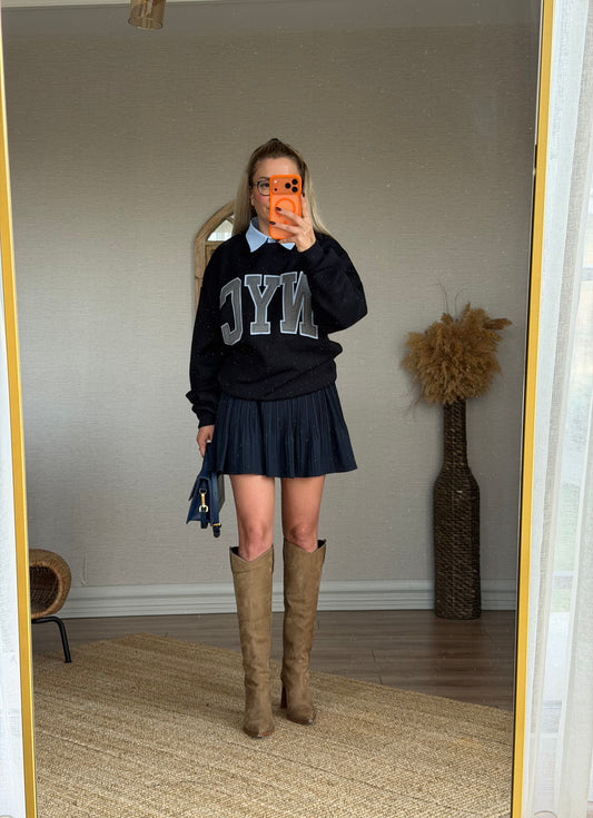 LACİVERT PİLİLİ ETEK