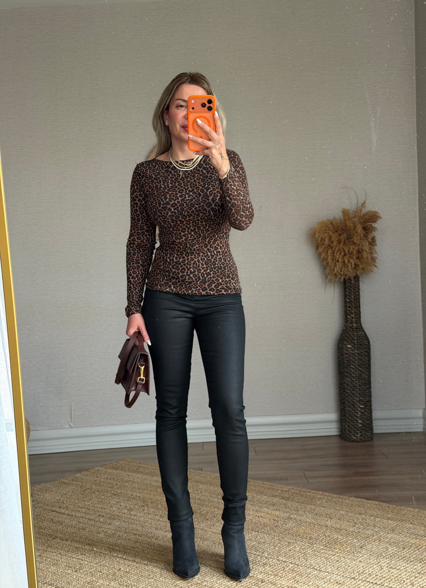 DİLVİN LEOPAR KAŞMİR BLUZ