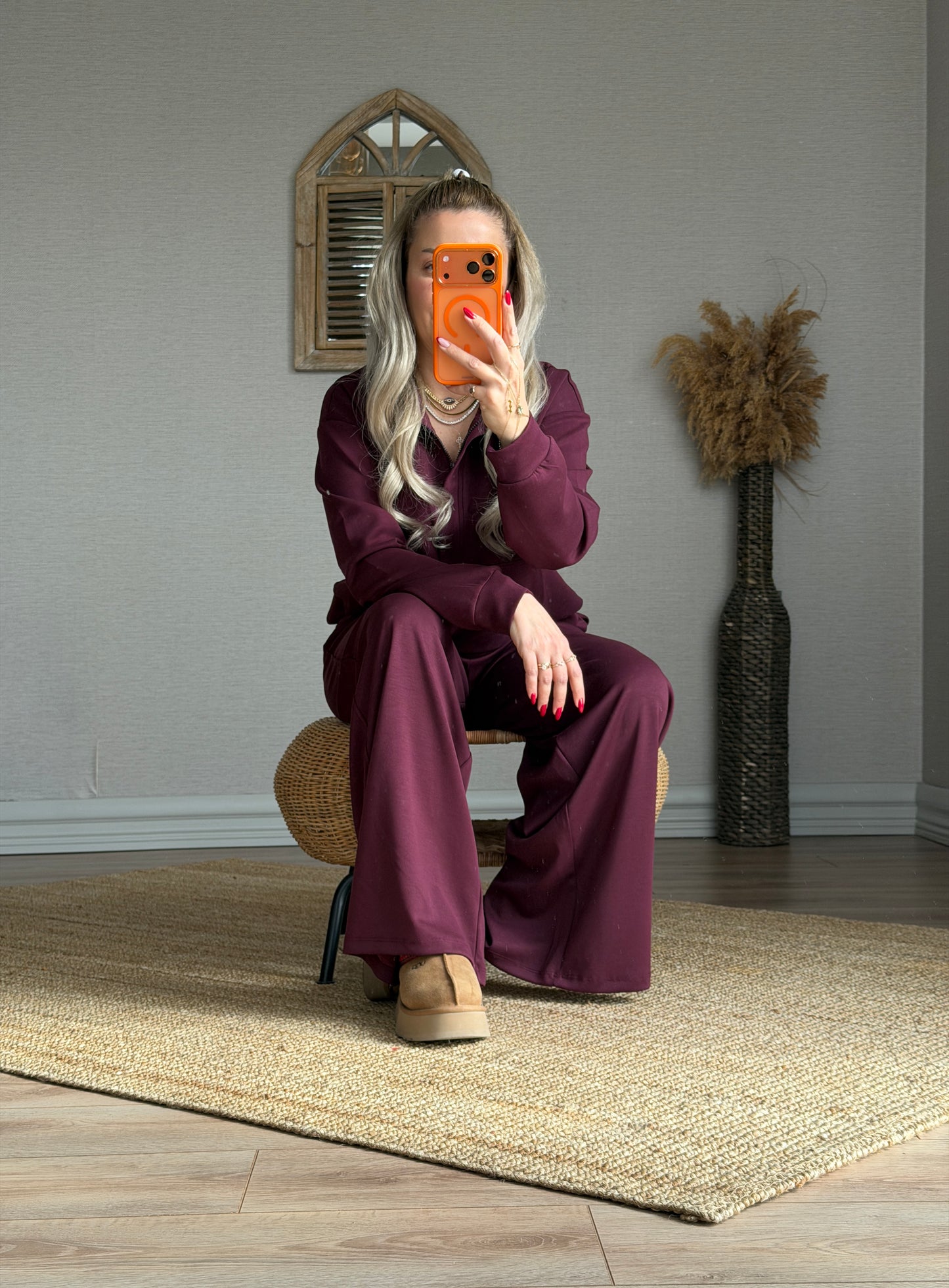 MODAL KUMAŞ BORDO EŞOFMAN TAKIMI