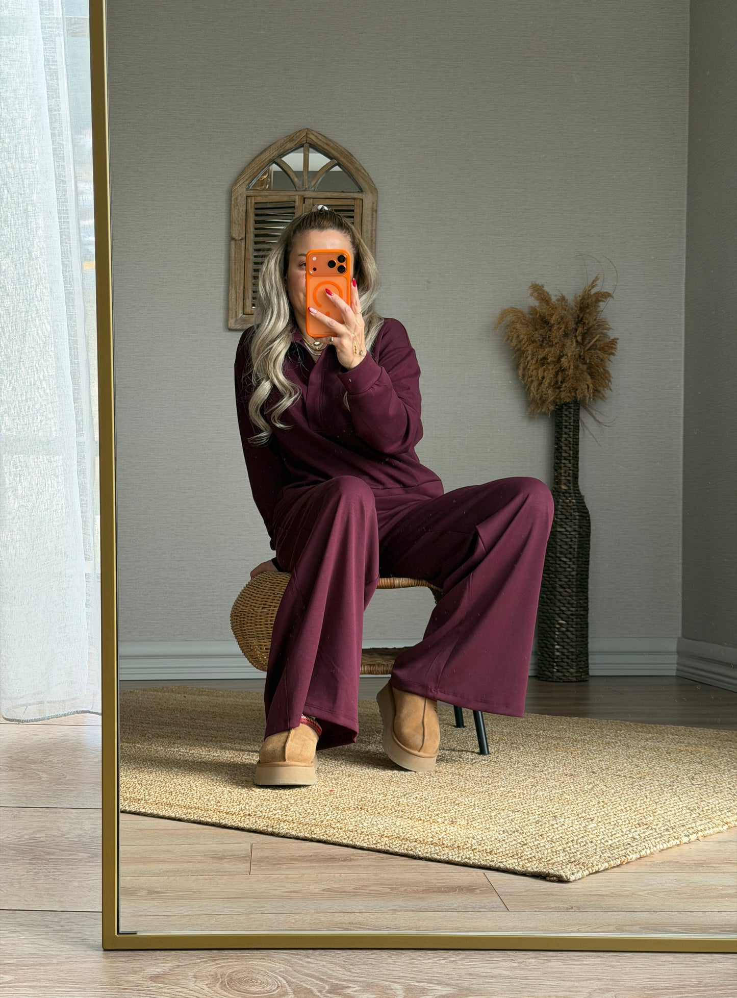 MODAL KUMAŞ BORDO EŞOFMAN TAKIMI