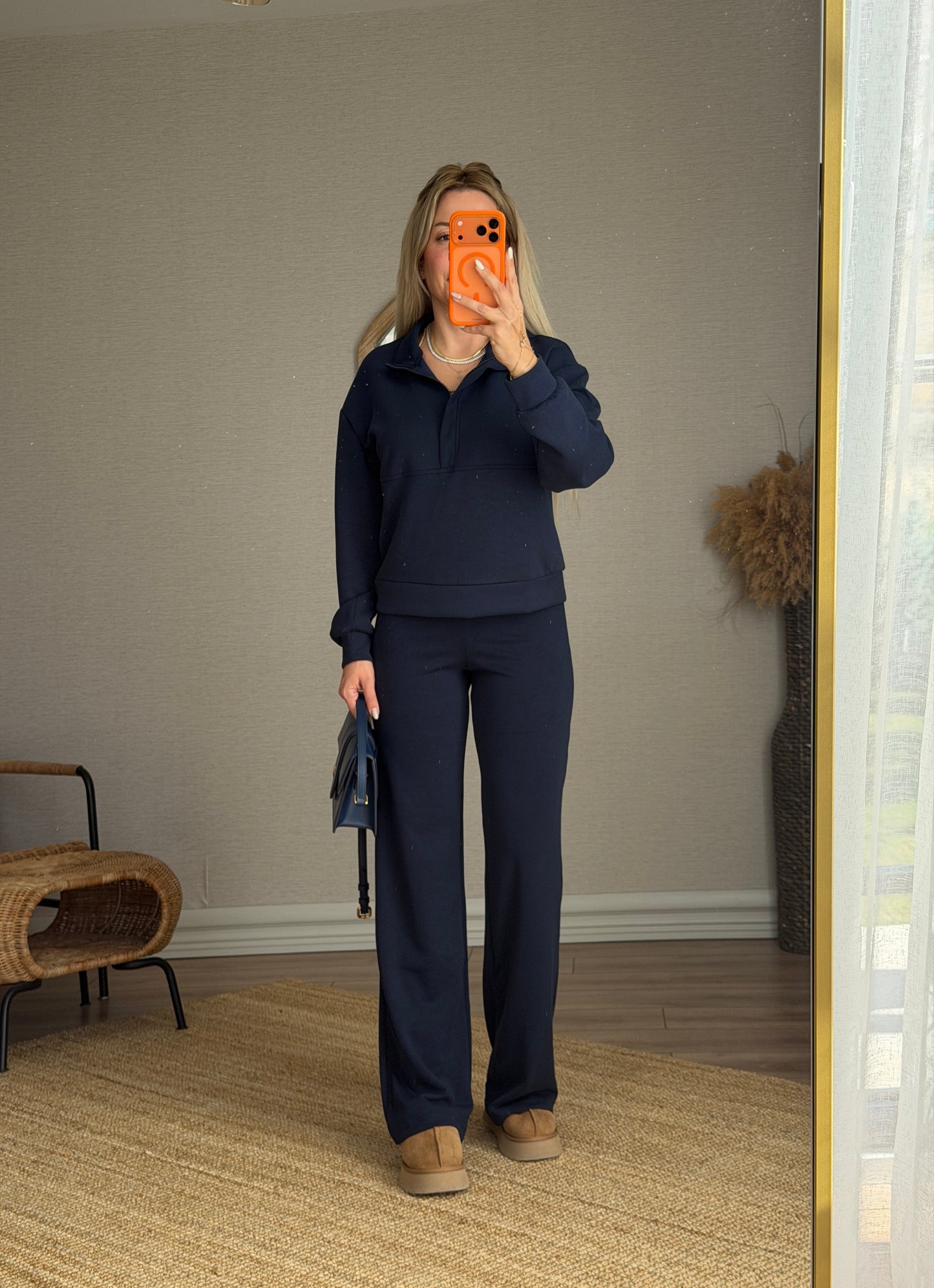 LACİVERT MODAL KUMAŞ EŞOFMAN TAKIM