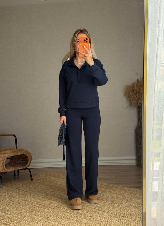 LACİVERT MODAL KUMAŞ EŞOFMAN TAKIM