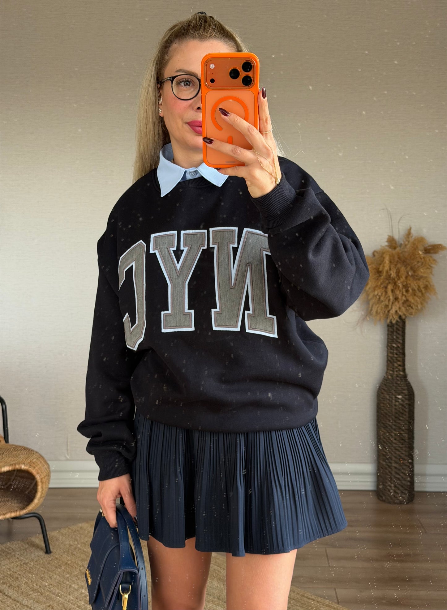 LACİVERT PİLİLİ ETEK