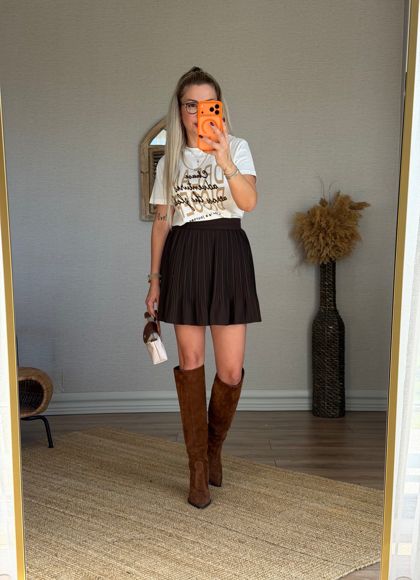 KAHVERENGİ PİLİLİ ETEK