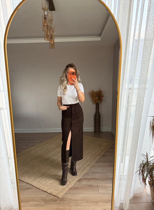 KAHVERENGİ KAŞE ETEK