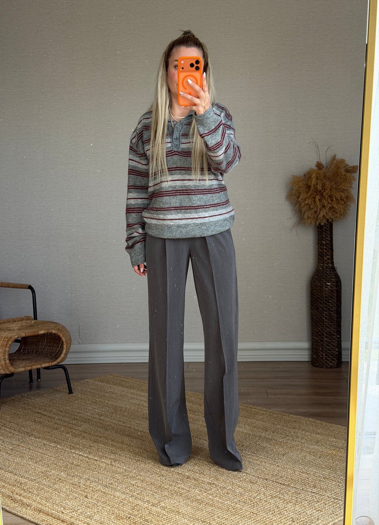 GRİ BELİ LASTİKLİ PALAZZO