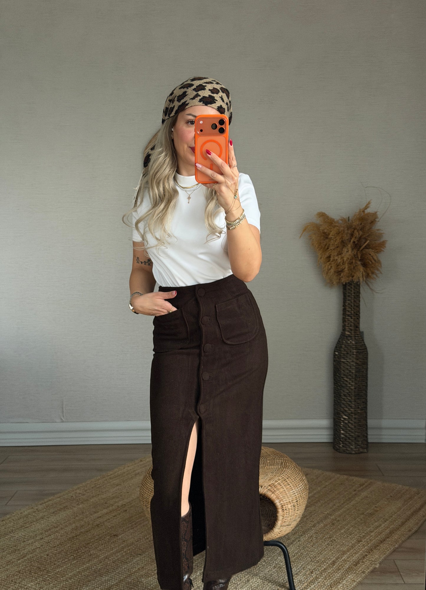 KAHVERENGİ KAŞE ETEK