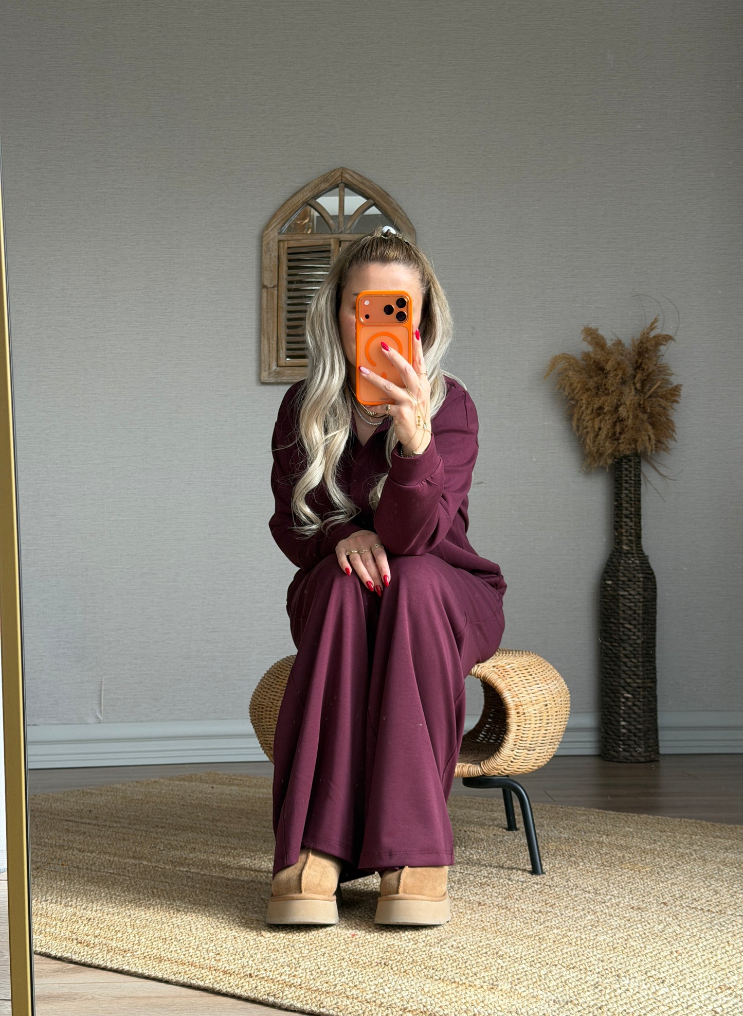 MODAL KUMAŞ BORDO EŞOFMAN TAKIMI