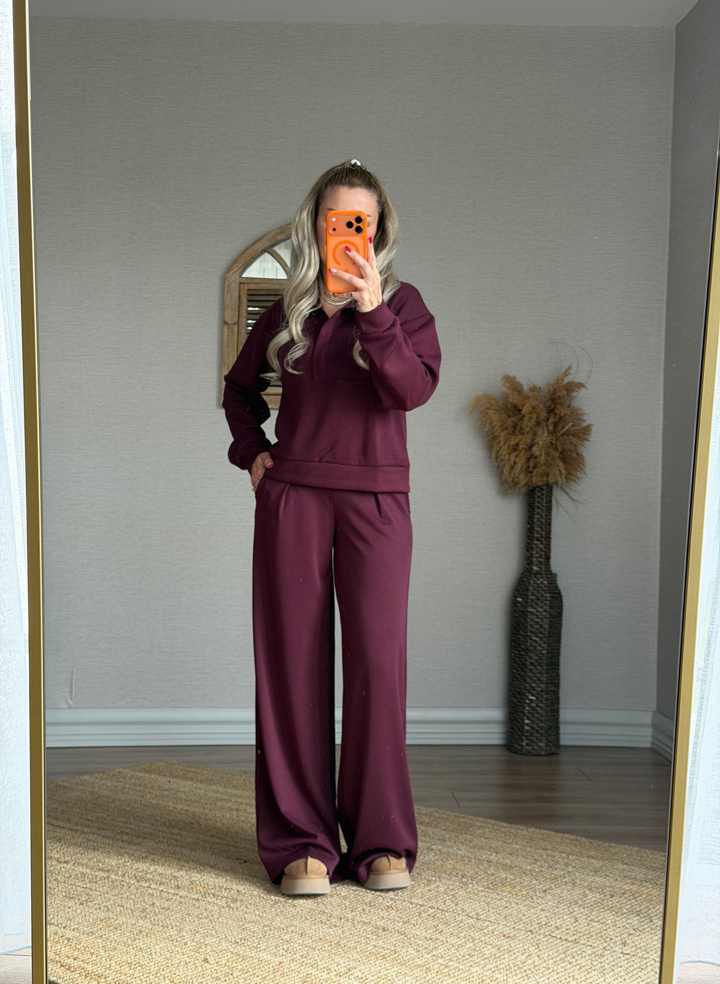 MODAL KUMAŞ BORDO EŞOFMAN TAKIMI