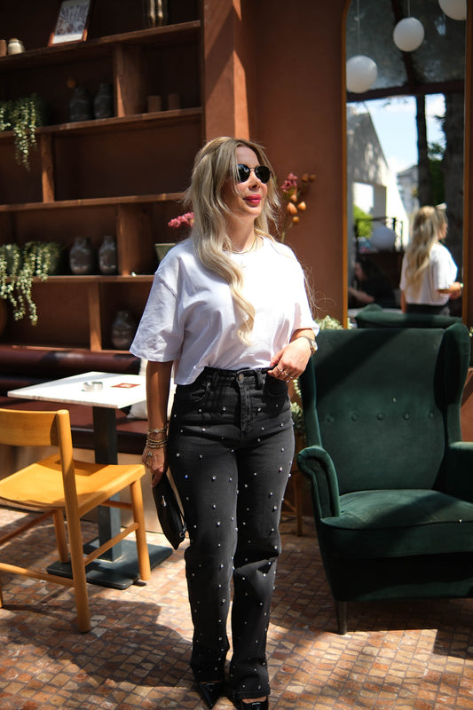 BEYAZ OVERSİZE CROP TSHIRT