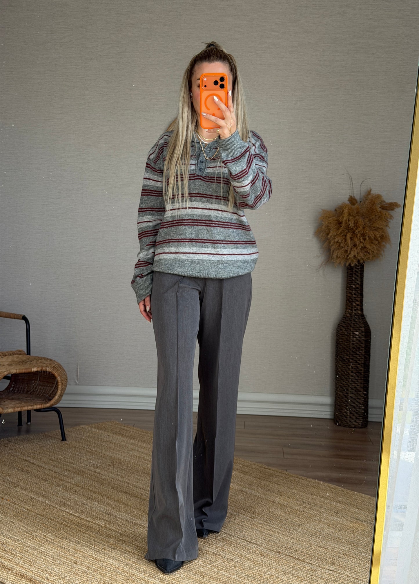 GRİ BELİ LASTİKLİ PALAZZO