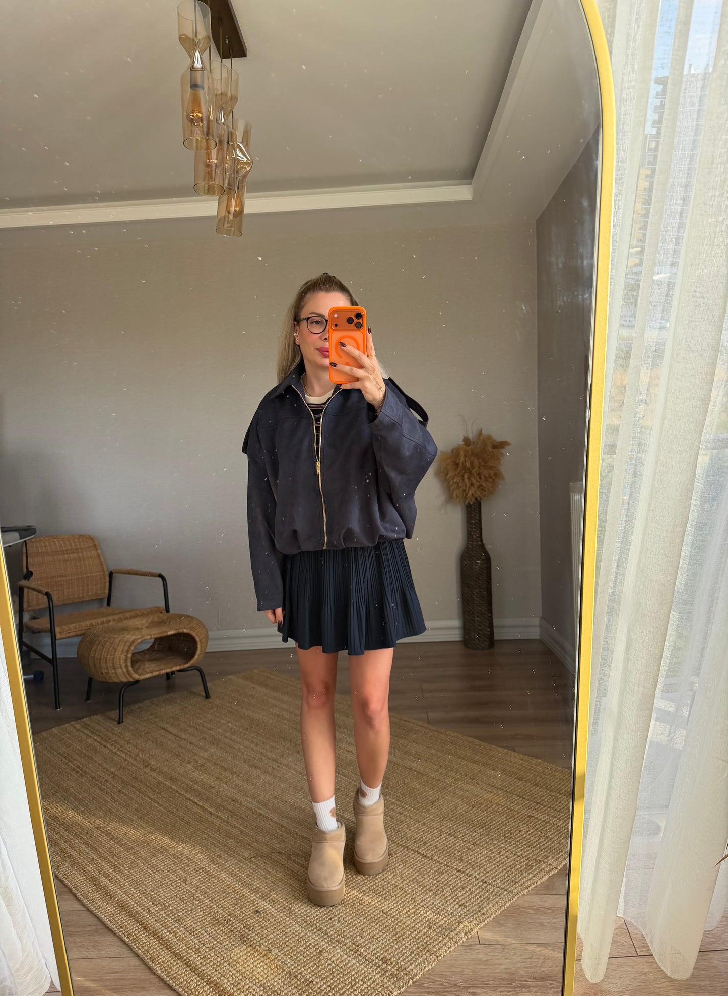 LACİVERT SÜET BOMBER