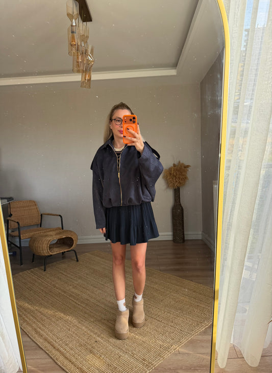 LACİVERT SÜET BOMBER