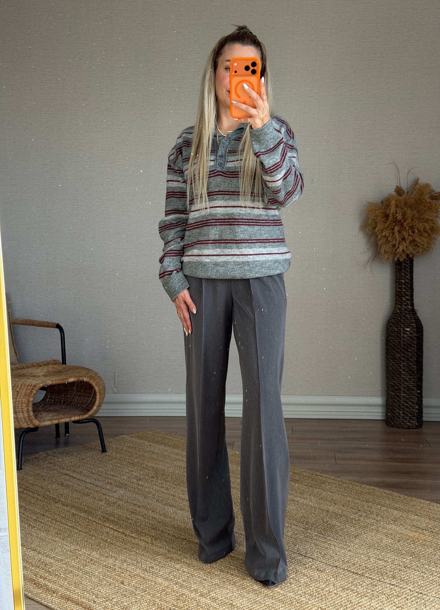 GRİ BELİ LASTİKLİ PALAZZO