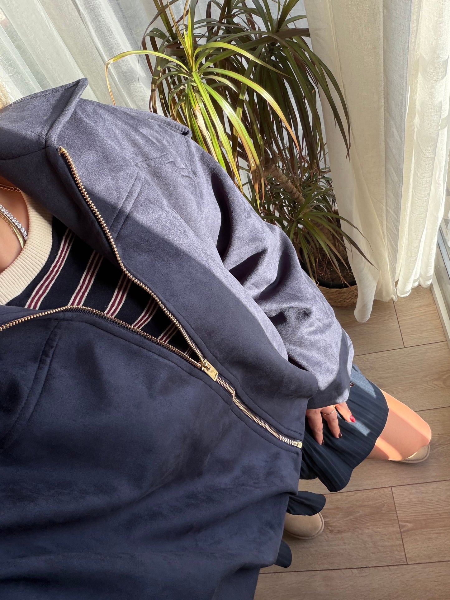 LACİVERT SÜET BOMBER