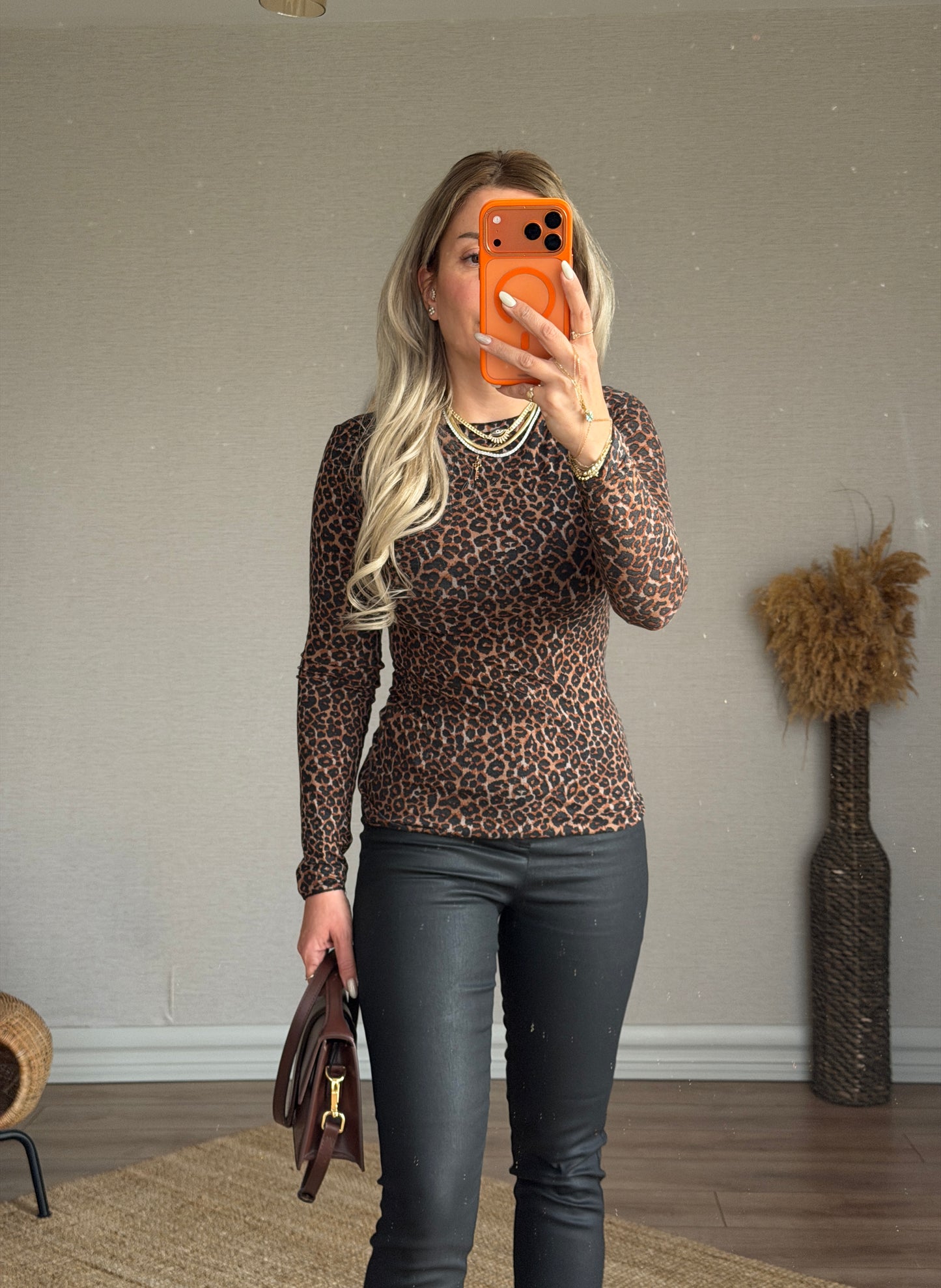 DİLVİN LEOPAR KAŞMİR BLUZ