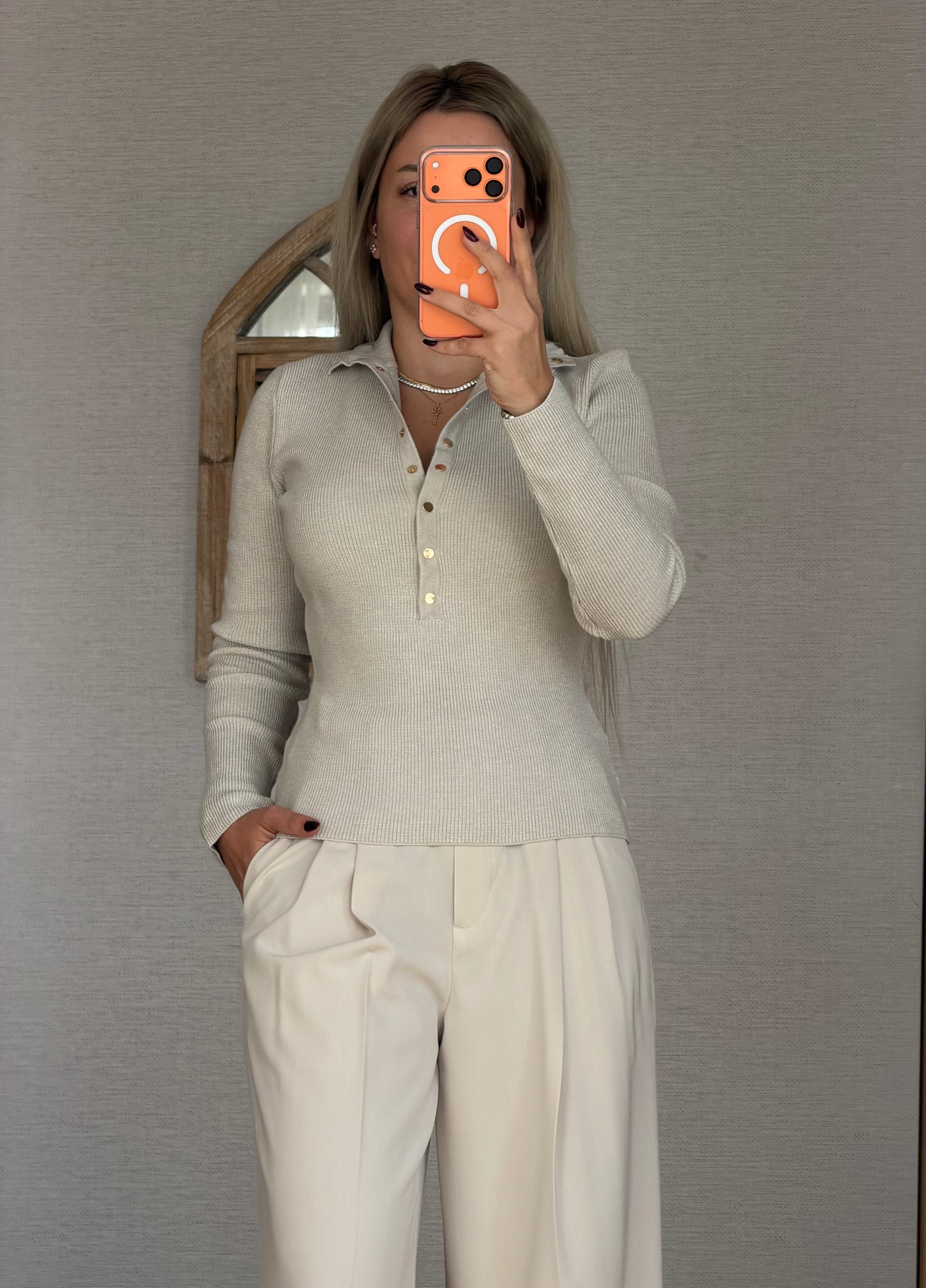 DİLVİN BELİ AYARLANABİLİR TAŞ RENGİ PALAZZO