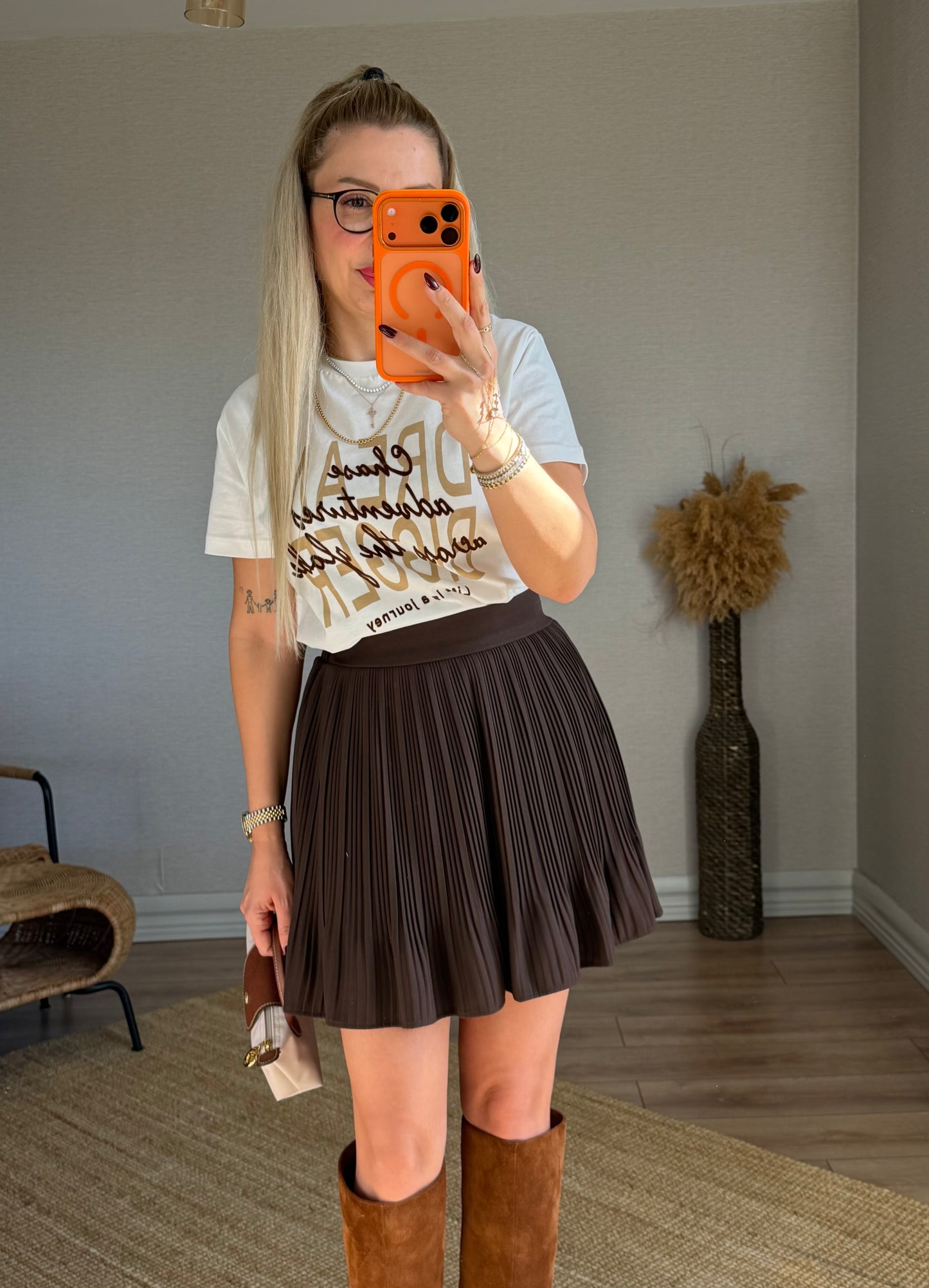 KAHVERENGİ PİLİLİ ETEK