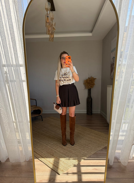 KAHVERENGİ PİLİLİ ETEK