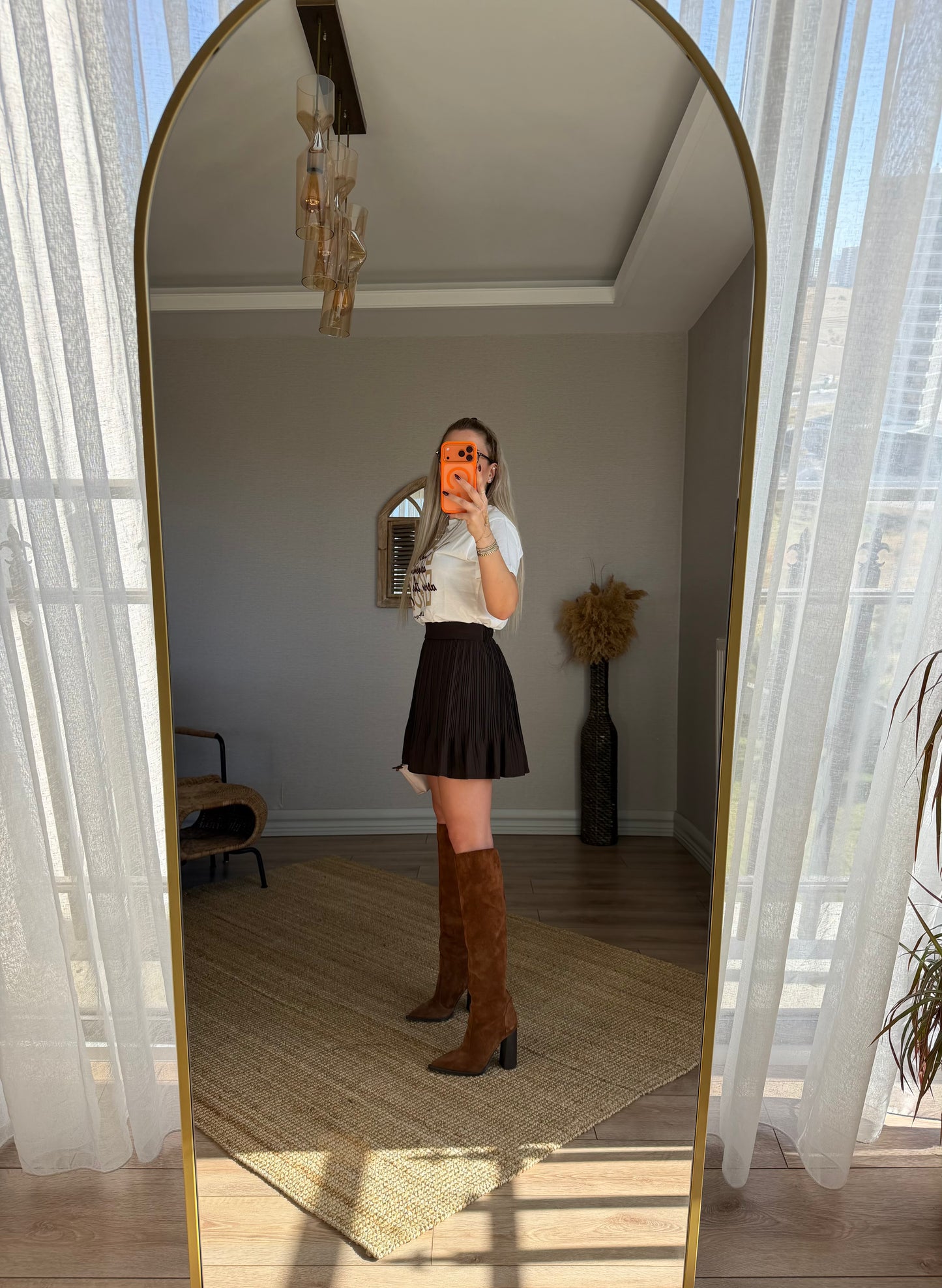 KAHVERENGİ PİLİLİ ETEK